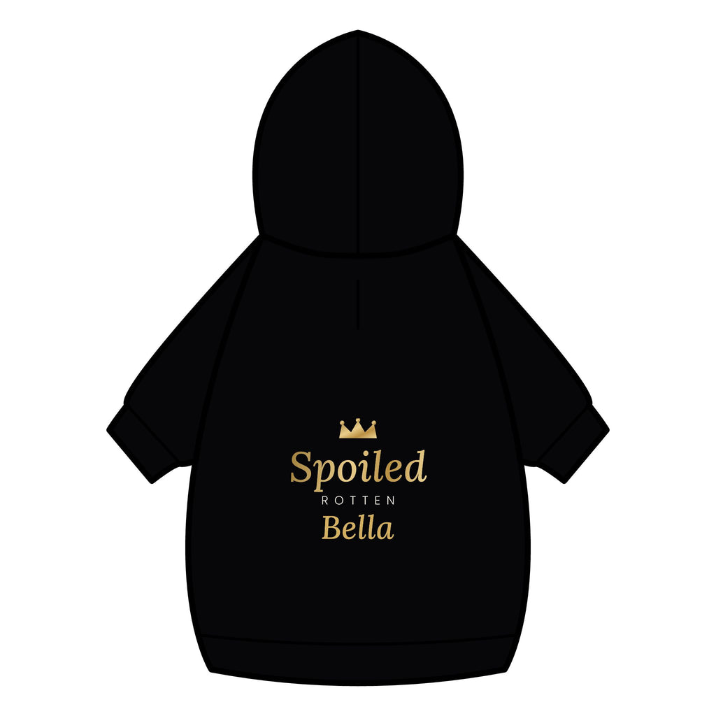 Sir Woof & Lady Purr Personalized "Spoiled Rotten" Dog Hoodie - Custom Pet Name Black & Gold Luxury Pet Sweatshirt