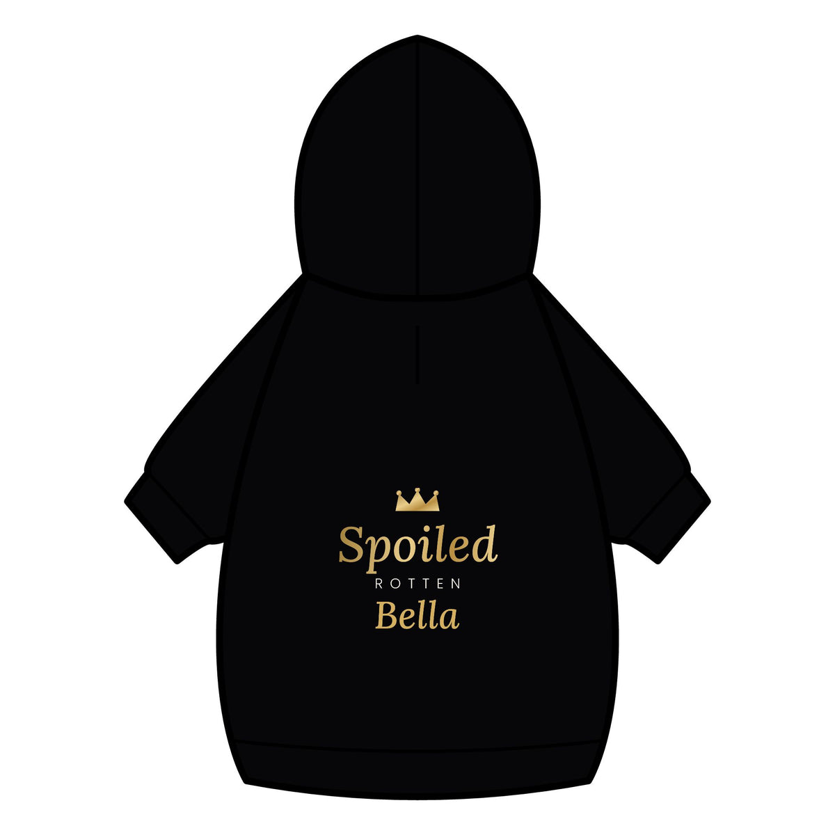 Sir Woof & Lady Purr Personalized "Spoiled Rotten" Dog Hoodie - Custom Pet Name Black & Gold Luxury Pet Sweatshirt