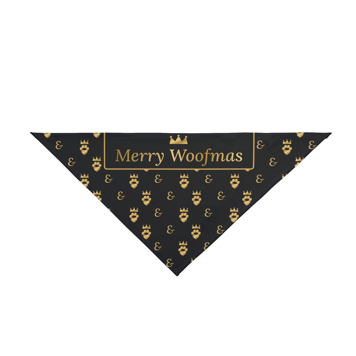 Sir Woof and Lady Purr Merry Woofmas Dog Bandana, Luxury Black and Gold Christmas Pet Bandana, Holiday Dog Scarf