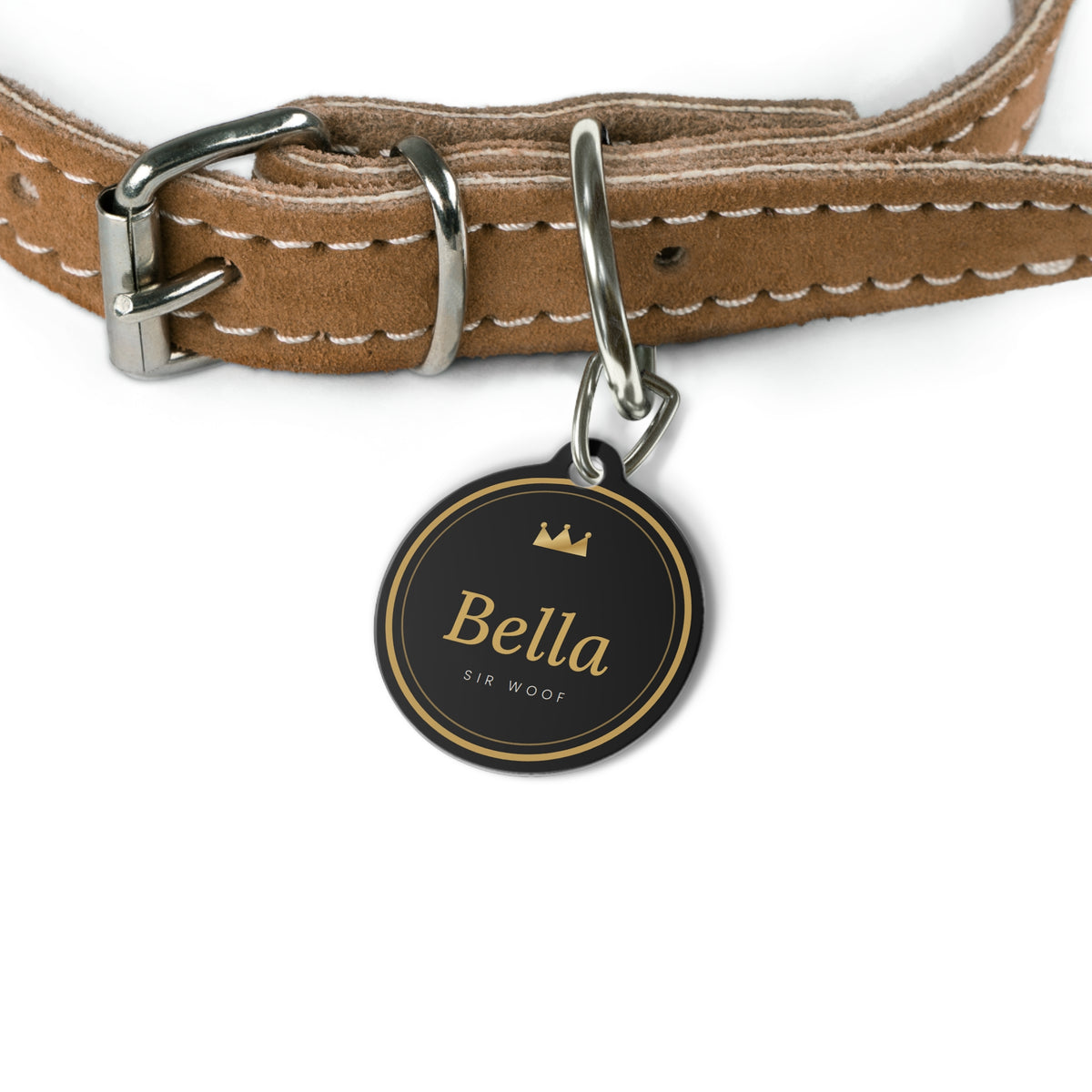 Personalized Dog ID Tag with Name and Phone Number, Sir Woof and Lady Purr Luxury Black and Gold Pet Tag, Custom Cat Tag