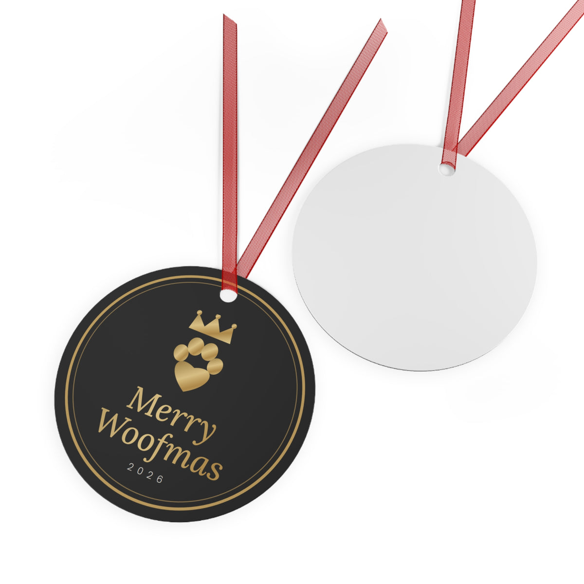 Sir Woof and Lady Purr Merry Woofmas Ornament 2026, Luxury Black and Gold Dog Christmas Ornament, Pet Lover Gift