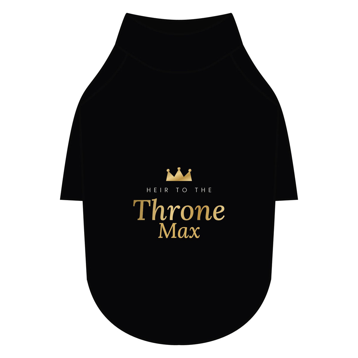 Sir Woof & Lady Purr Personalized "Heir to the Throne" Dog Raglan Shirt - Custom Pet Name Black & Gold Luxury Tee