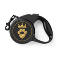 Sir Woof and Lady Purr Royal Crest Retractable Dog Leash, Luxury Black and Gold 16ft Tangle-Free Lead, Dog Gift