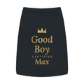 Sir Woof & Lady Purr Personalized "Good Boy" Dog Tank Top - Custom Pet Name Black & Gold Luxury Dog Shirt