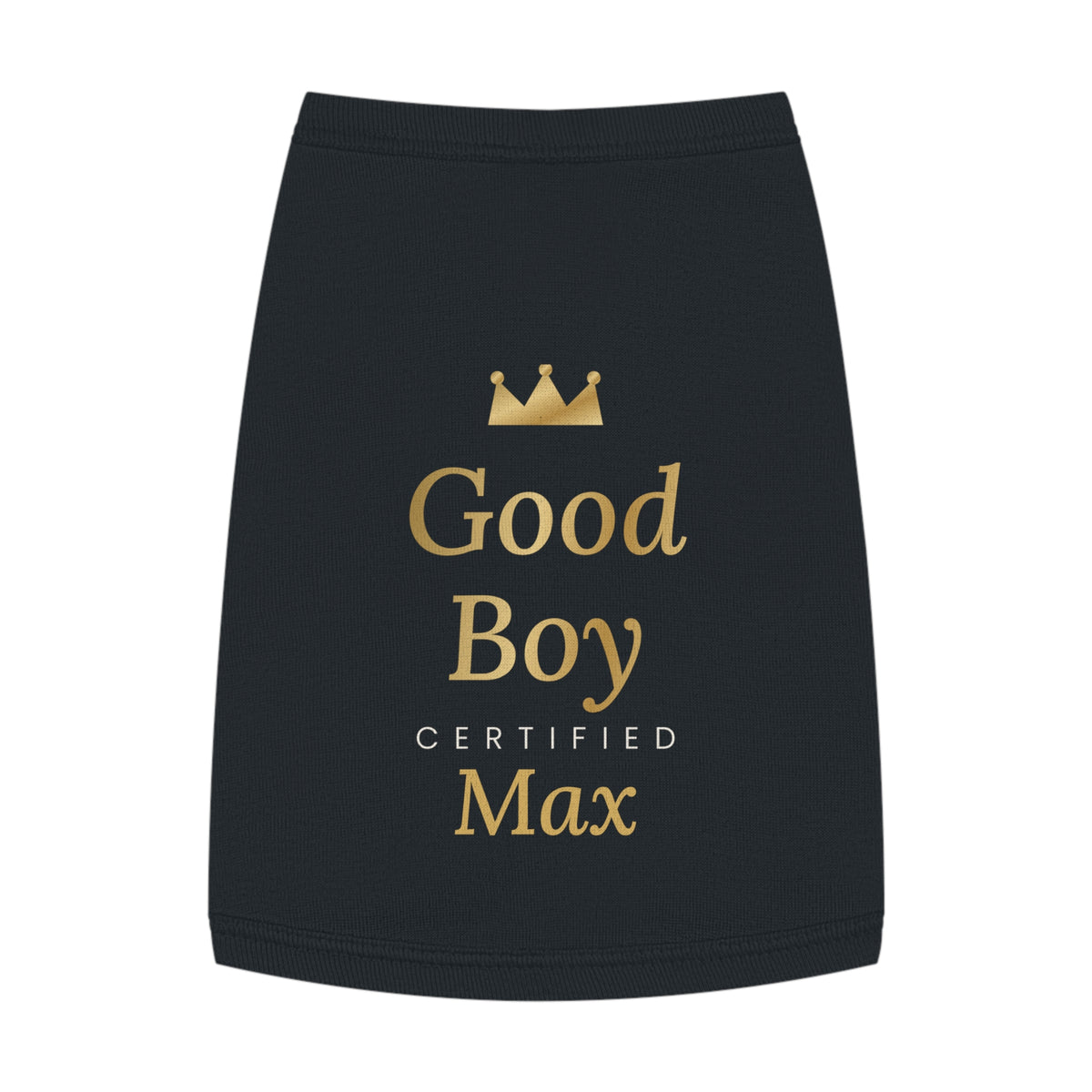 Sir Woof & Lady Purr Personalized "Good Boy" Dog Tank Top - Custom Pet Name Black & Gold Luxury Dog Shirt