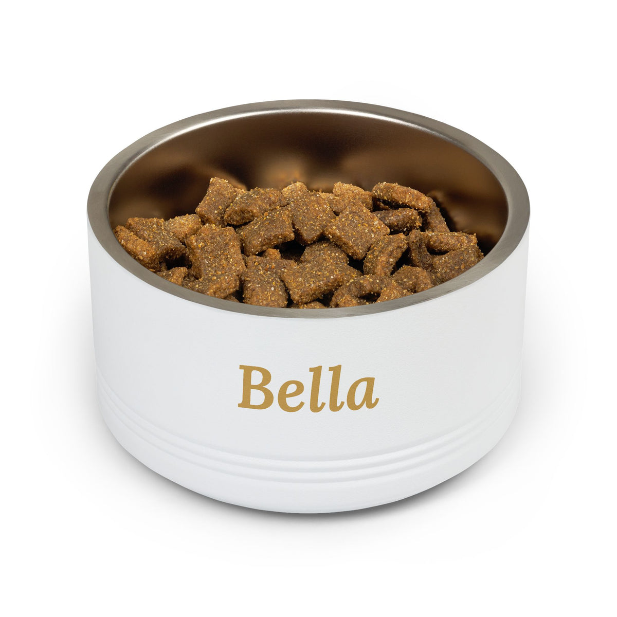 Sir Woof & Lady Purr Personalized Stainless Steel Pet Bowl 18oz - Custom Name in Gold