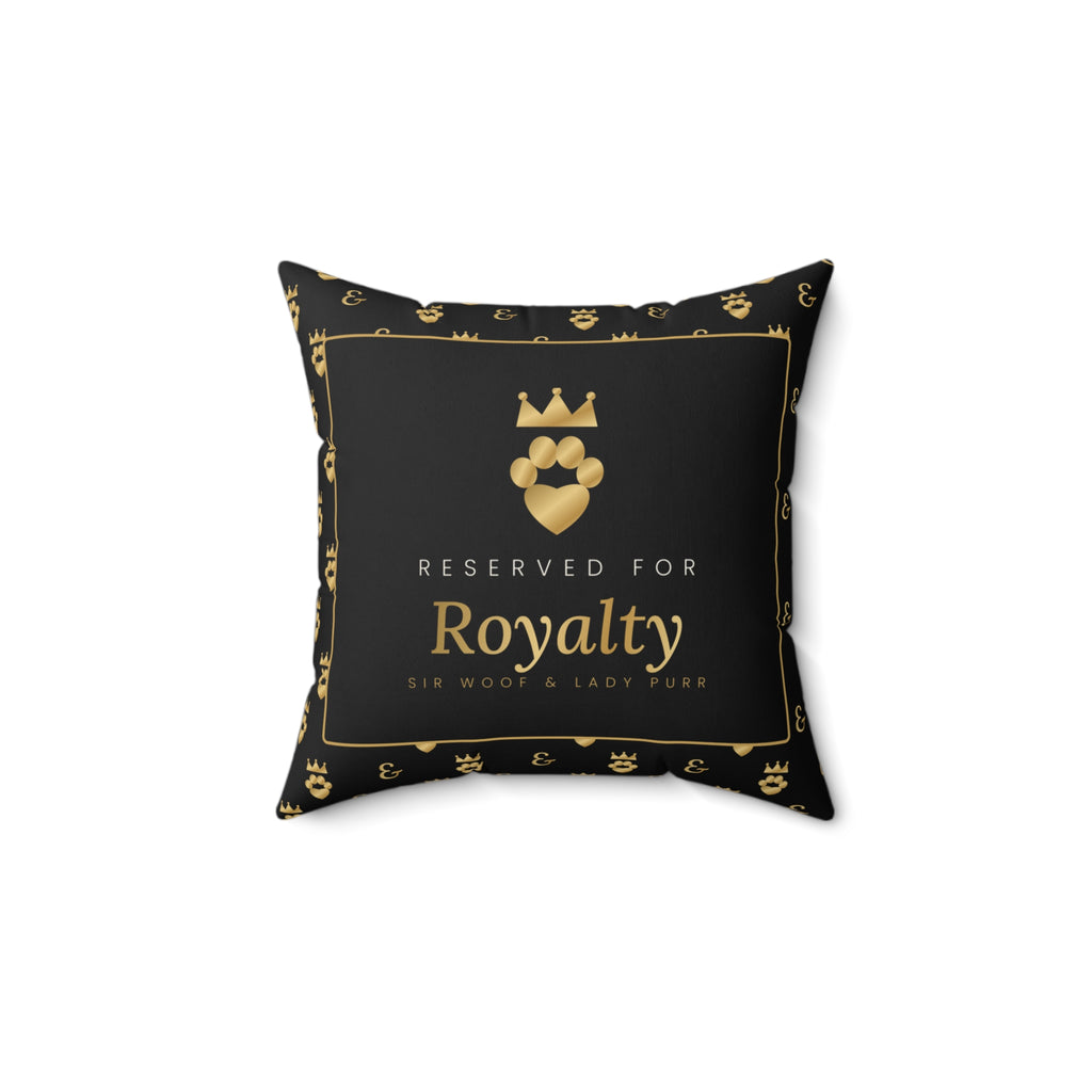 Sir Woof and Lady Purr Reserved for Royalty Pillow, Luxury Black and Gold Monogram Throw Pillow, Pet Lover Home Decor