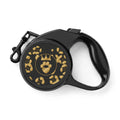 Sir Woof & Lady Purr Gold Leopard Retractable Dog Leash - Luxury Black & Gold 16ft Tangle-Free Lead
