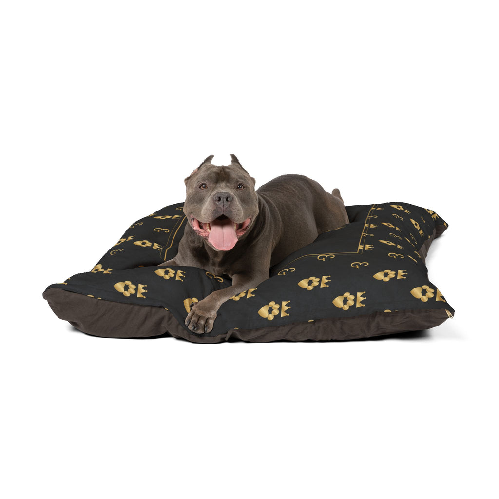 Sir Woof & Lady Purr Luxury Pet Bed - Black & Gold Royal Monogram Dog & Cat Bed