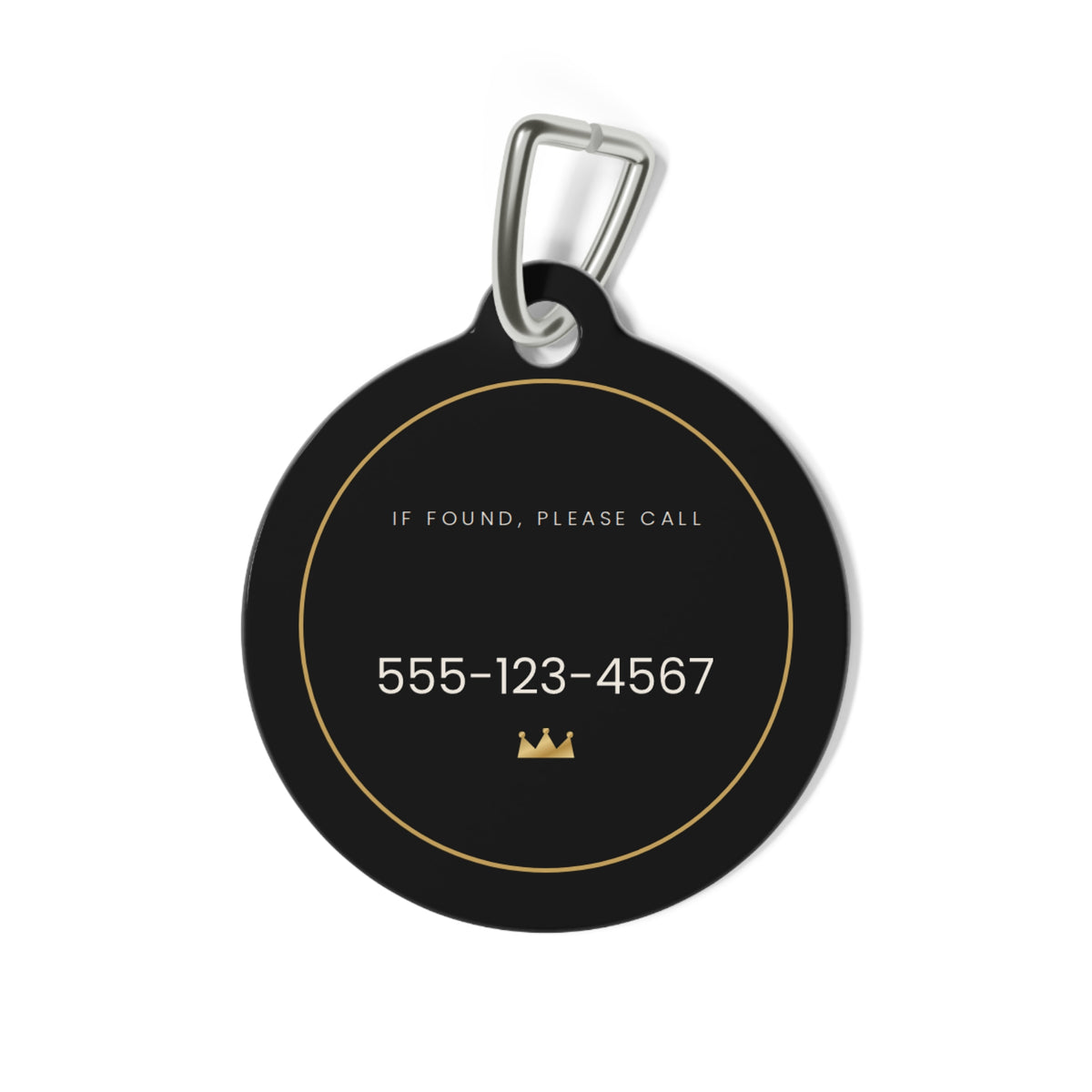 Sir Woof & Lady Purr Personalized Pet ID Tag - Custom Name & Phone Black & Gold Crown Dog & Cat Tag