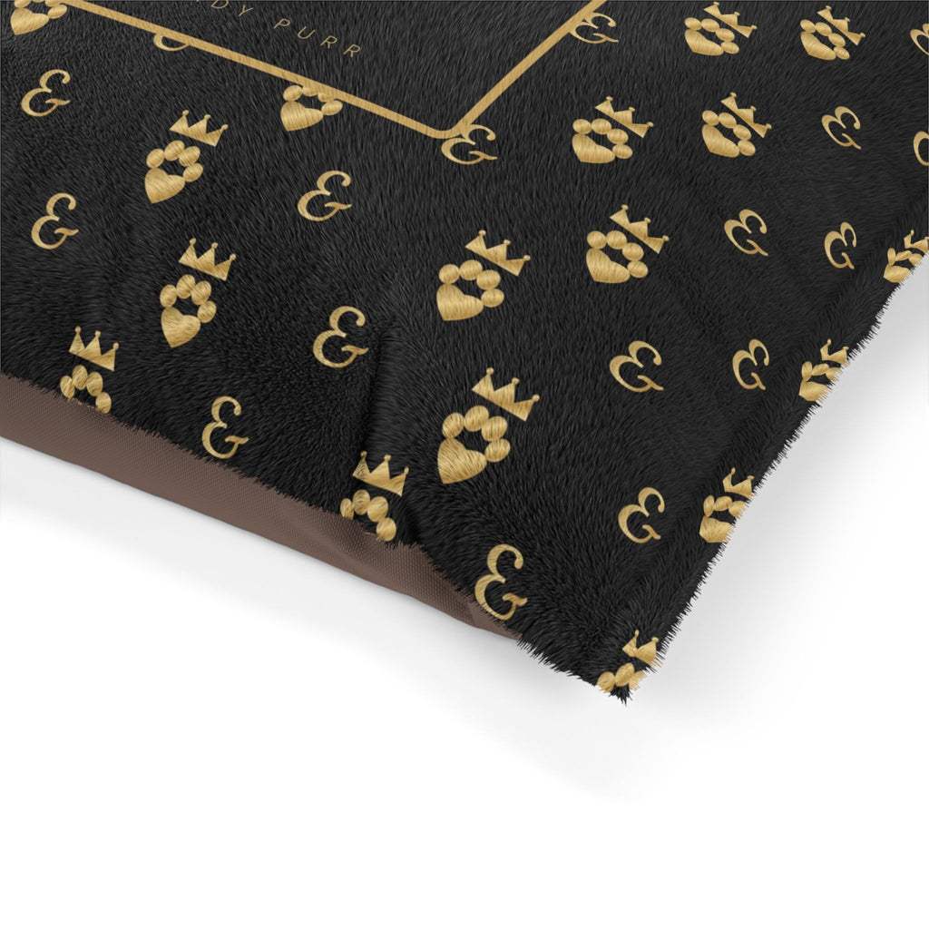 Personalized Dog Bed with Name, Sir Woof and Lady Purr Luxury Black and Gold Pet Bed, Washable Custom Dog Bed, Cat Bed