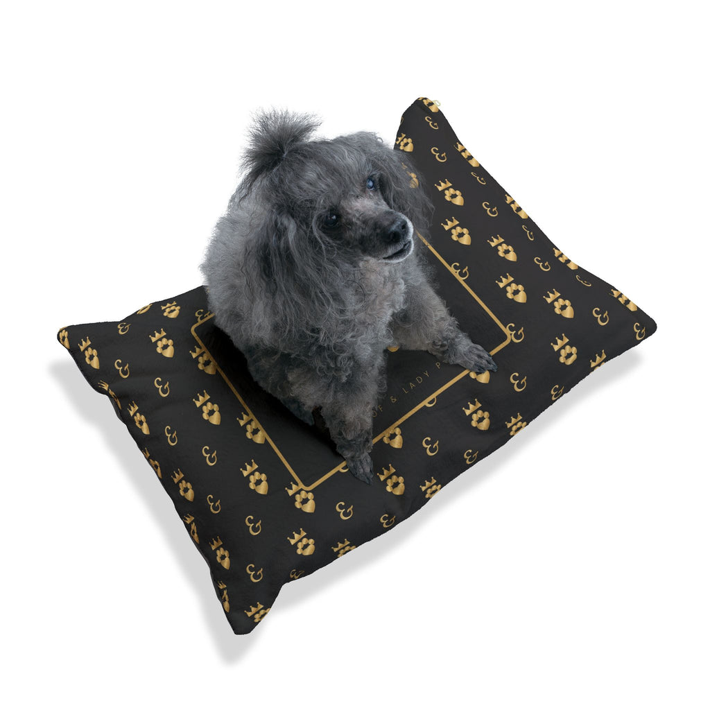 Personalized Dog Bed with Name, Sir Woof and Lady Purr Luxury Black and Gold Pet Bed, Washable Custom Dog Bed, Cat Bed