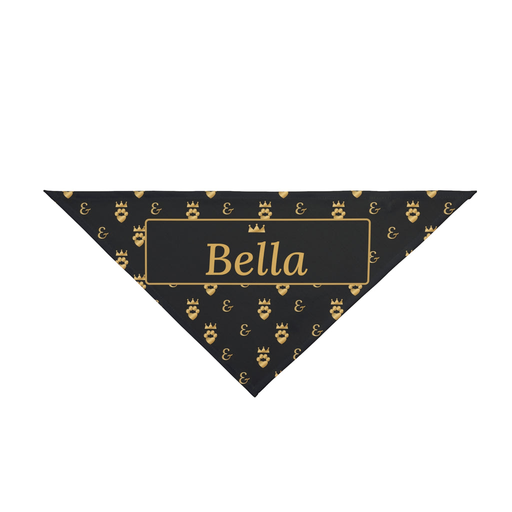 Personalized Dog Bandana with Name, Sir Woof and Lady Purr Luxury Black and Gold Custom Pet Bandana, Dog Gift