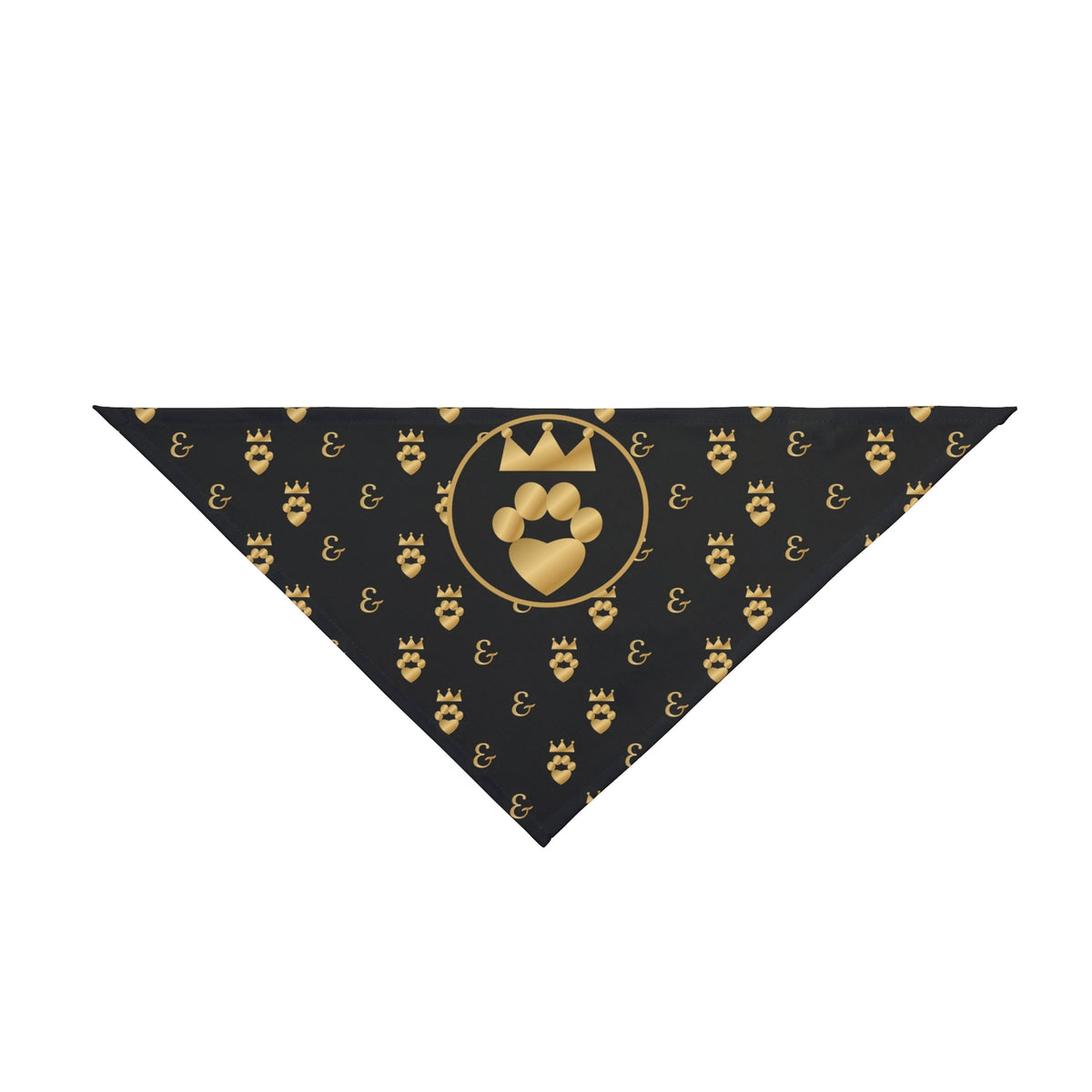 Sir Woof and Lady Purr Royal Monogram Dog Bandana, Luxury Black and Gold Pet Bandana, Designer Style Dog Scarf