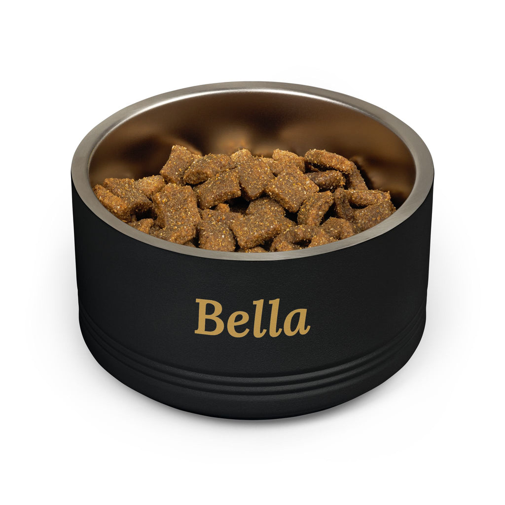 Sir Woof & Lady Purr Personalized Stainless Steel Pet Bowl 18oz - Custom Name in Gold