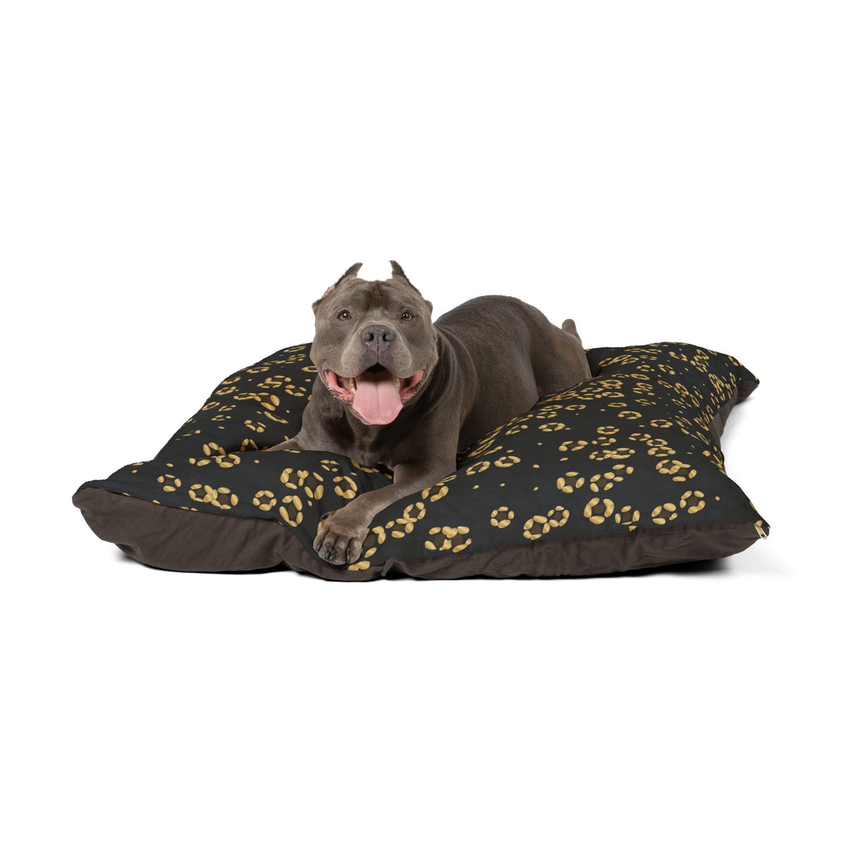 Sir Woof and Lady Purr Gold Leopard Dog Bed, Luxury Black and Gold Pet Bed with Crown Crest, Dog and Cat Bed