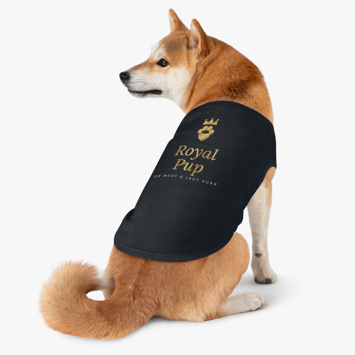 Sir Woof and Lady Purr Royal Pup Dog Shirt, Luxury Black and Gold Dog Tank Top, Designer Dog Clothes