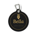 Sir Woof & Lady Purr Personalized Pet ID Tag - Custom Name & Phone Black & Gold Crown Dog & Cat Tag