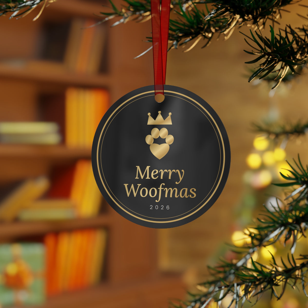 Sir Woof and Lady Purr Merry Woofmas Ornament 2026, Luxury Black and Gold Dog Christmas Ornament, Pet Lover Gift