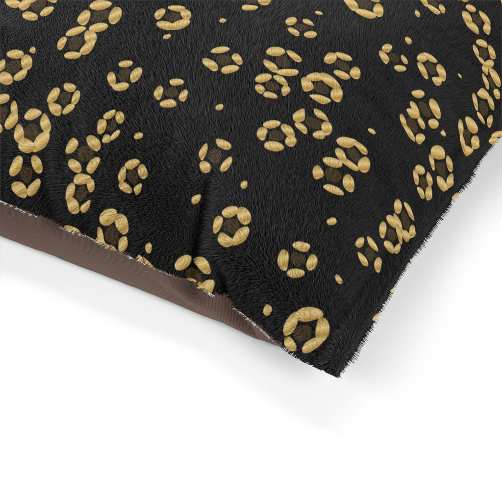 Sir Woof and Lady Purr Gold Leopard Dog Bed, Luxury Black and Gold Pet Bed with Crown Crest, Dog and Cat Bed