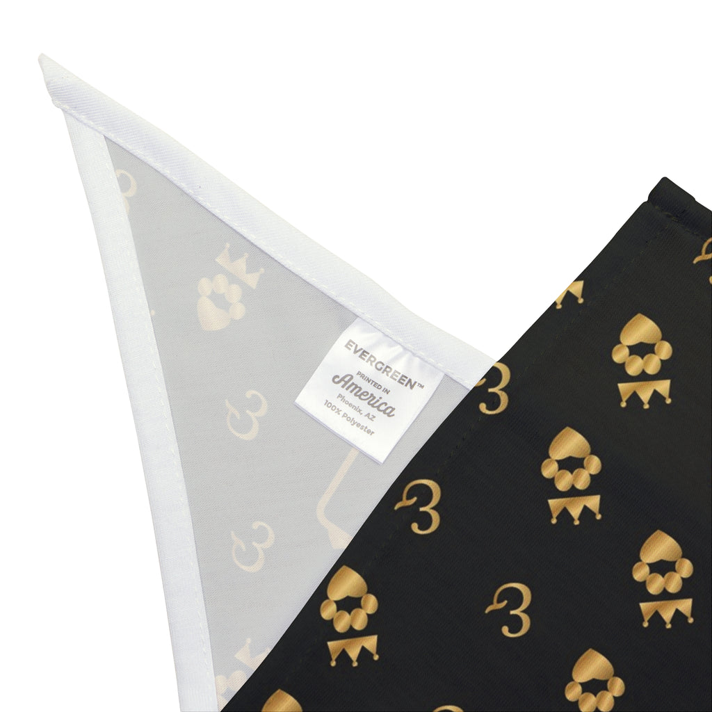 Sir Woof and Lady Purr Merry Woofmas Dog Bandana, Luxury Black and Gold Christmas Pet Bandana, Holiday Dog Scarf