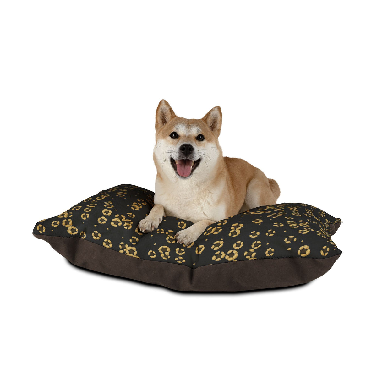 Sir Woof and Lady Purr Gold Leopard Dog Bed, Luxury Black and Gold Pet Bed with Crown Crest, Dog and Cat Bed