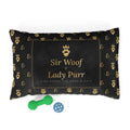 Sir Woof & Lady Purr Luxury Pet Bed - Black & Gold Royal Monogram Dog & Cat Bed