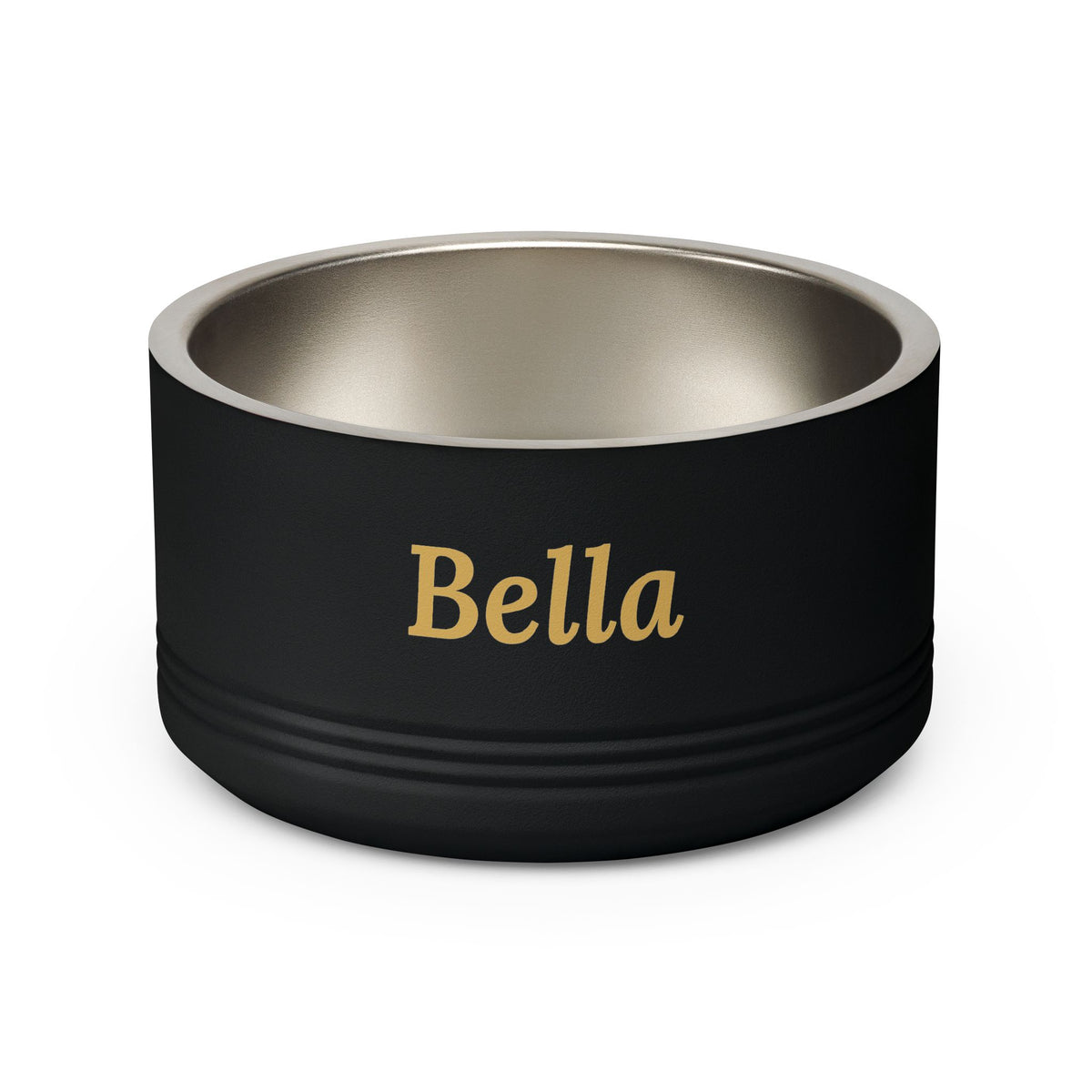 Sir Woof & Lady Purr Personalized Stainless Steel Pet Bowl 18oz - Custom Name in Gold