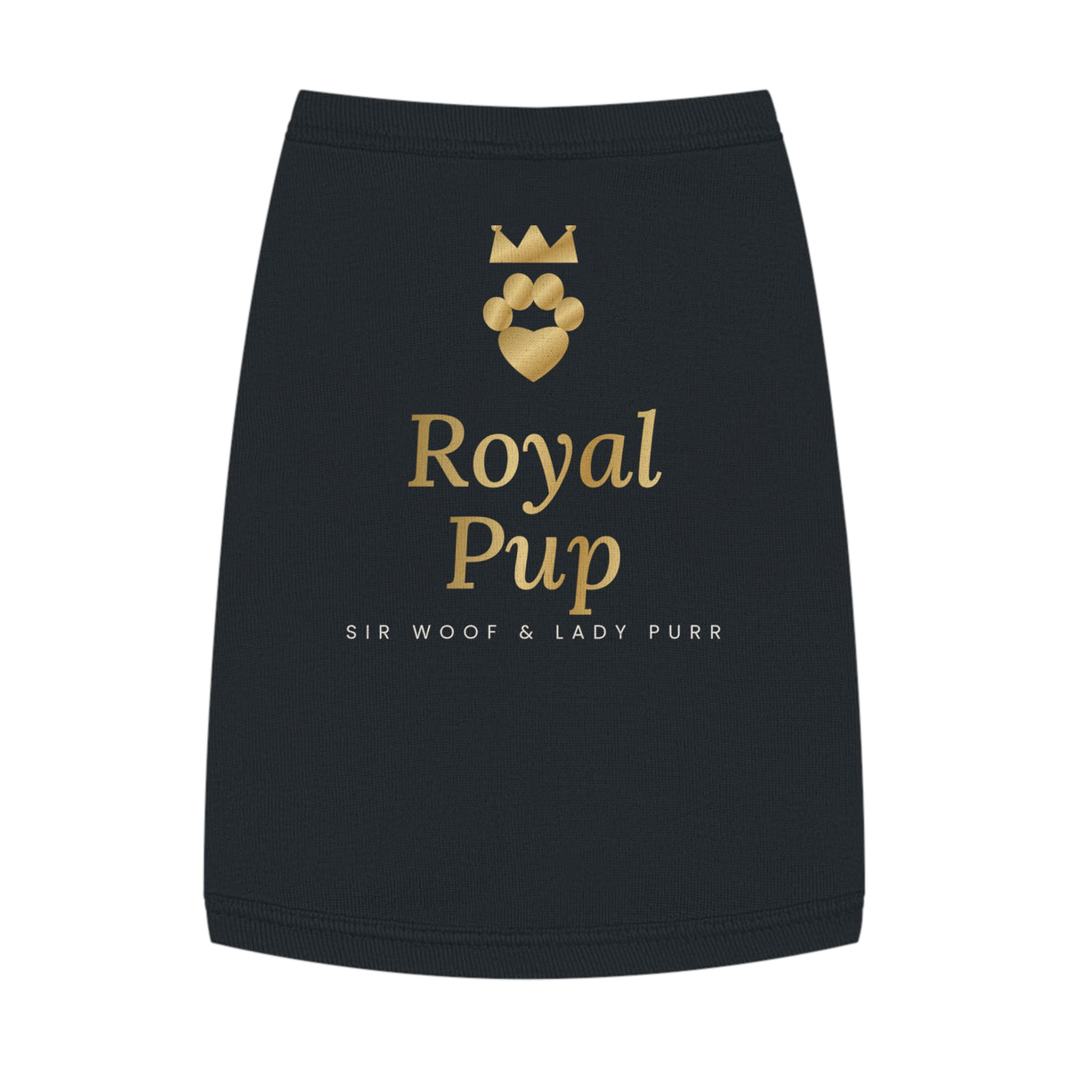 Sir Woof and Lady Purr Royal Pup Dog Shirt, Luxury Black and Gold Dog Tank Top, Designer Dog Clothes