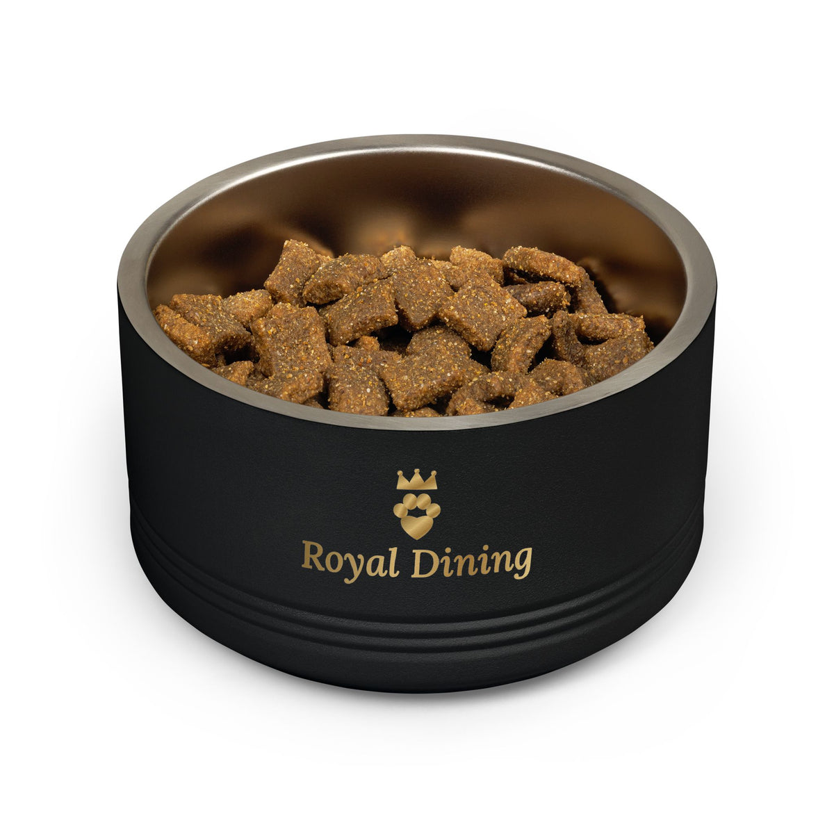 Personalized Dog Bowl with Name, Sir Woof and Lady Purr Luxury Black and Gold Stainless Steel Pet Bowl, Non Slip Custom Cat Bowl