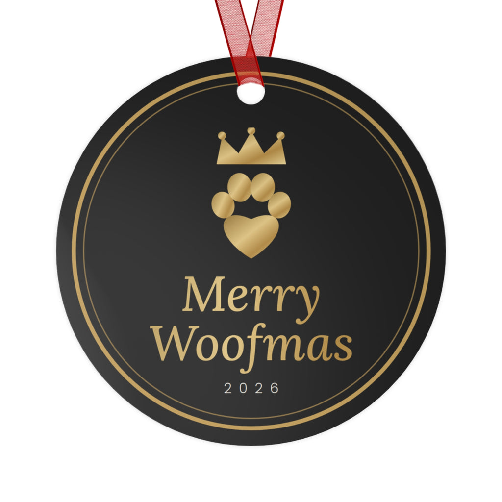 Sir Woof and Lady Purr Merry Woofmas Ornament 2026, Luxury Black and Gold Dog Christmas Ornament, Pet Lover Gift