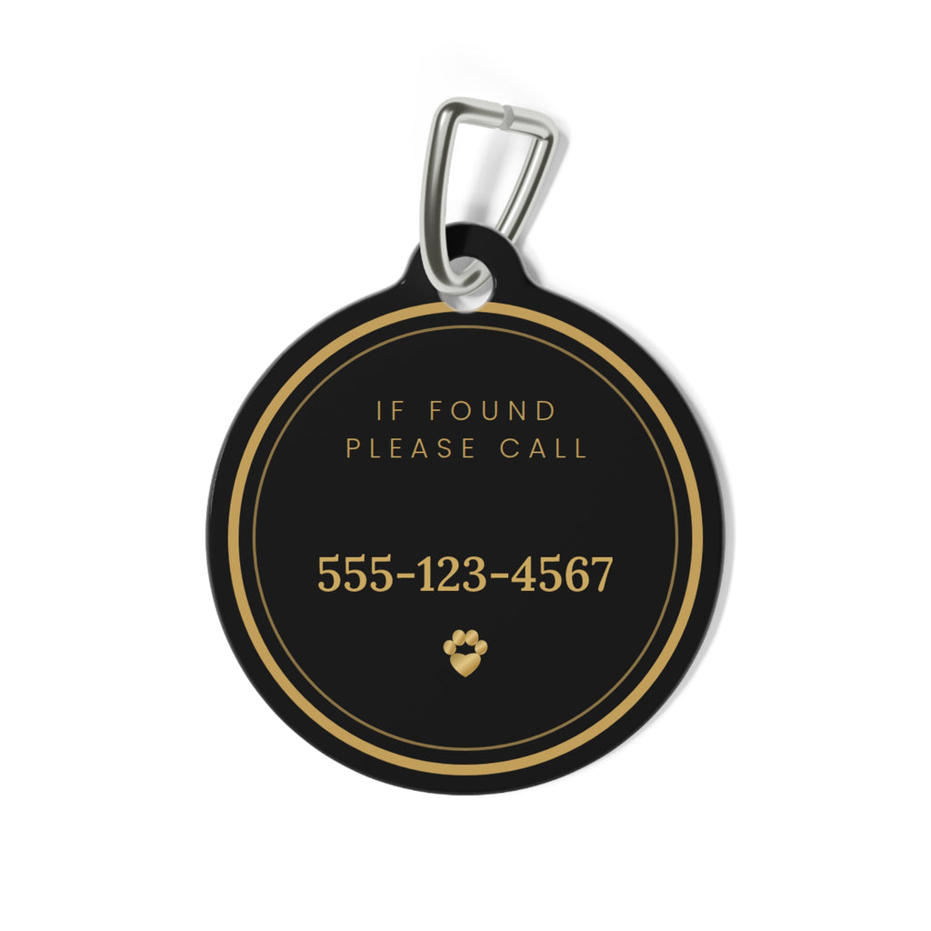 Personalized Dog ID Tag with Name and Phone Number, Sir Woof and Lady Purr Luxury Black and Gold Pet Tag, Custom Cat Tag