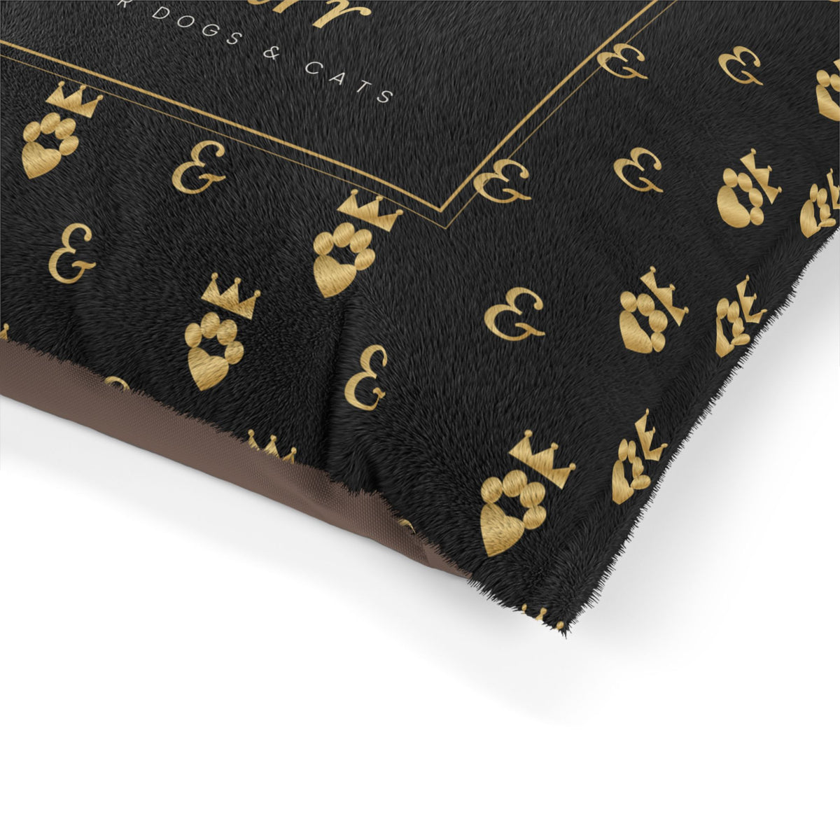 Sir Woof & Lady Purr Luxury Pet Bed - Black & Gold Royal Monogram Dog & Cat Bed