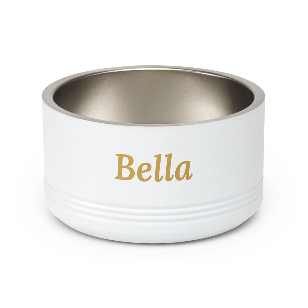 Sir Woof & Lady Purr Personalized Stainless Steel Pet Bowl 18oz - Custom Name in Gold